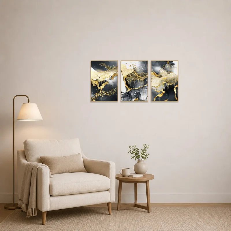 Art set brings sophistication to a cozy reading corner.