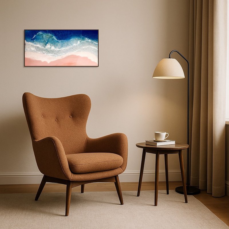 A serene Seaside View enhances a cozy reading corner's ambiance.