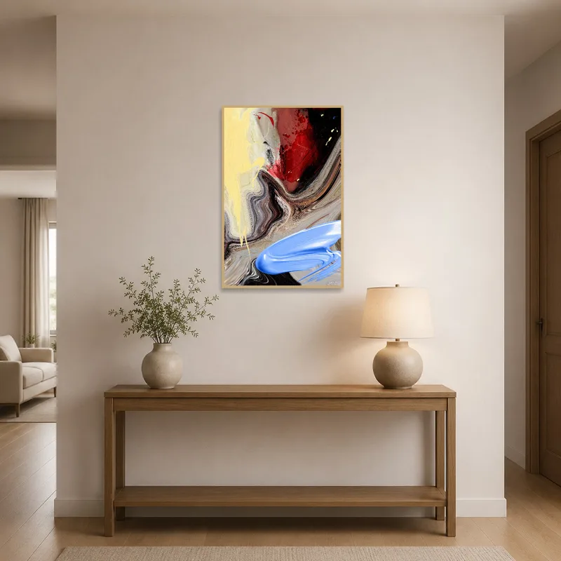 An eye-catching abstract swirl piece greeting guests in the entrance hall.