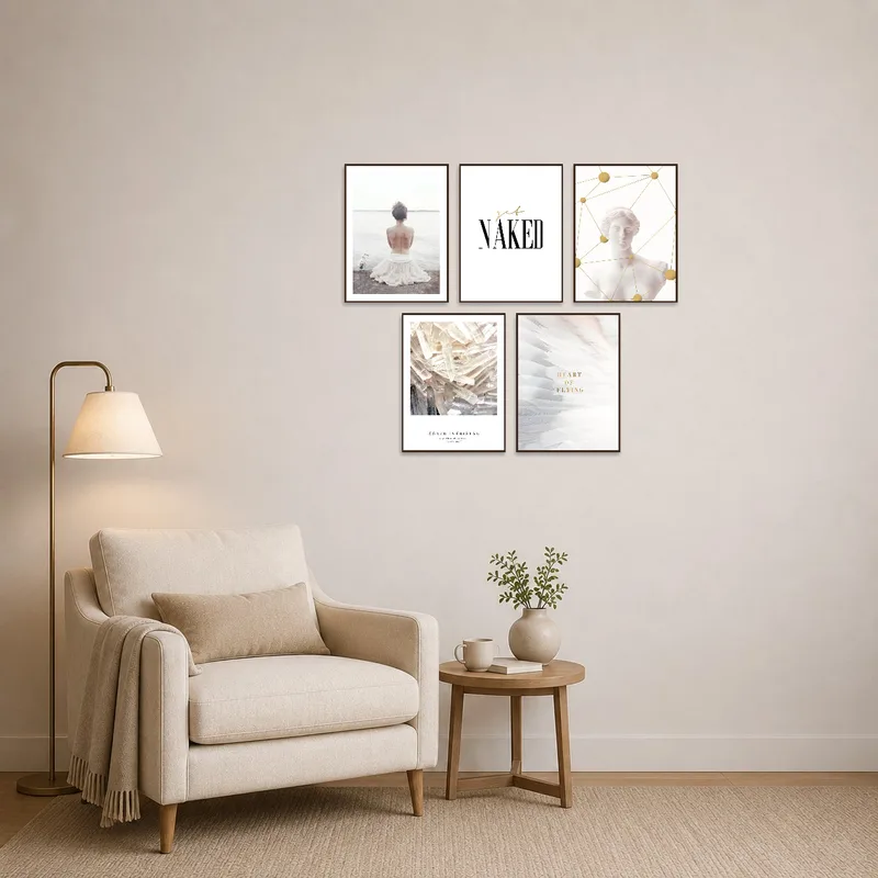 Serene art set adding tranquility to a quaint reading-corner.