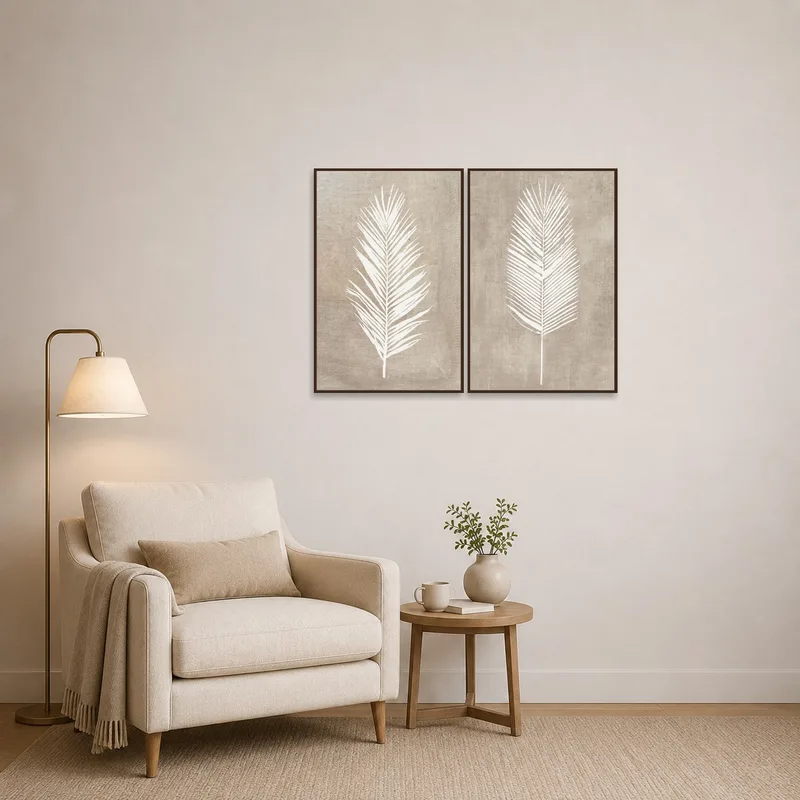Botanical prints bring a serene ambiance to the reading corner.