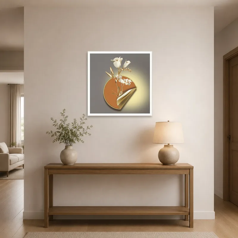 The artwork adds a touch of elegance to an entrance hall.