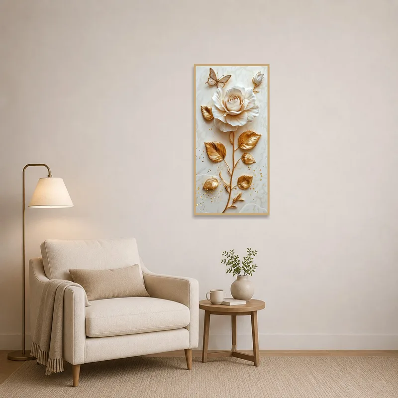 Elegant floral piece enhancing the tranquility of a reading corner.