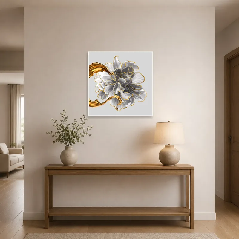 Elegant floral design greeting guests in the entrance hall.