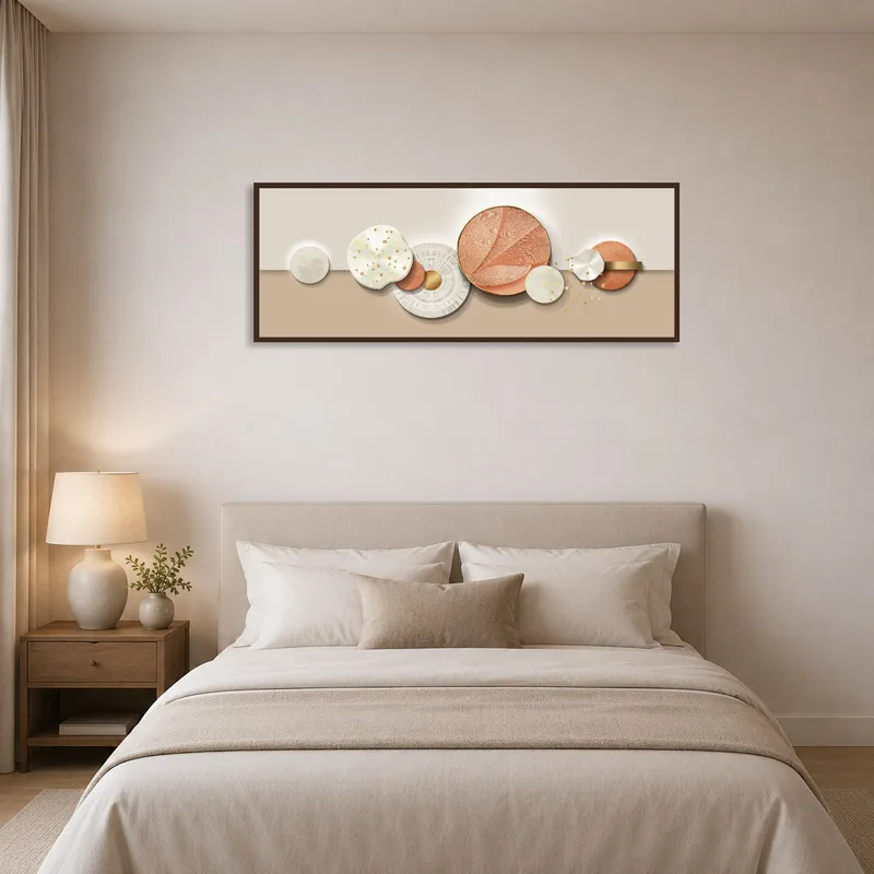 Geometric composition adds a touch of elegance to a serene bedroom environment.