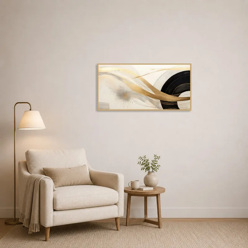 Elegant abstract art accentuating a cozy reading corner.