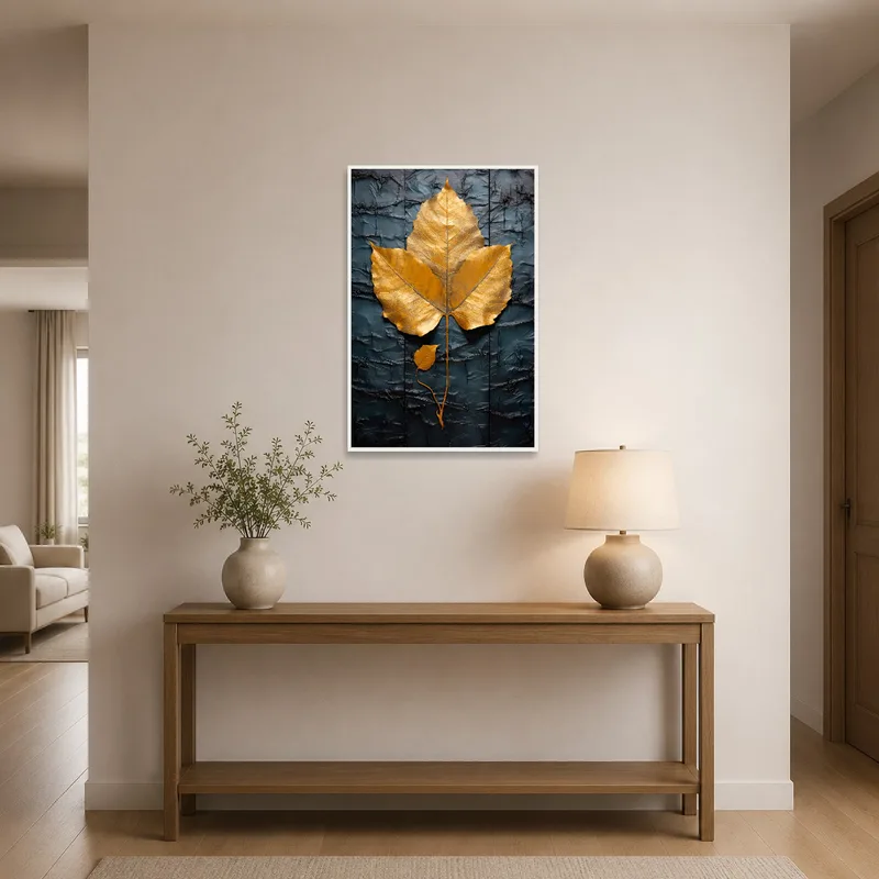 Sophisticated golden leaf design greets visitors in the entrance hall.