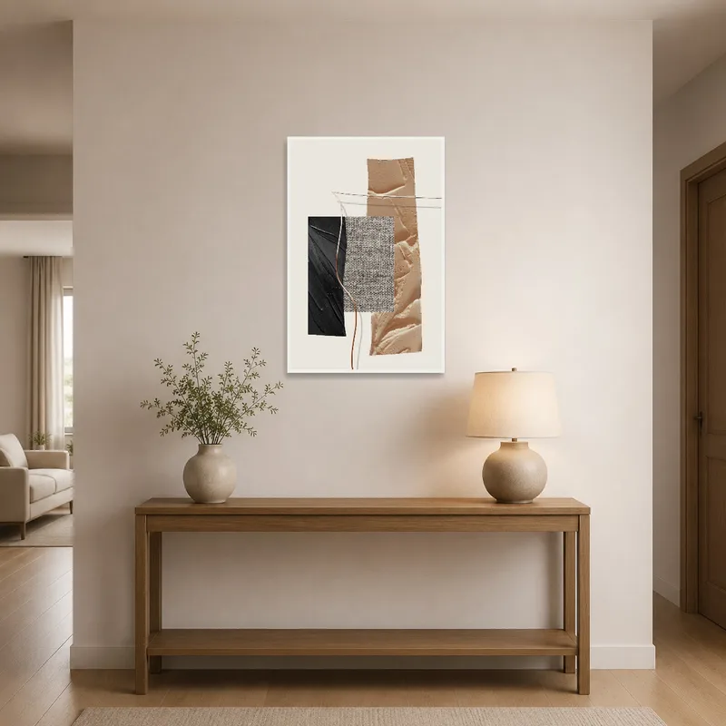 Bold abstract print making a statement in an entrance hall.