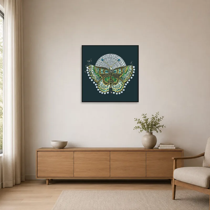 Elegant butterfly design in a minimalist space with clean lines.