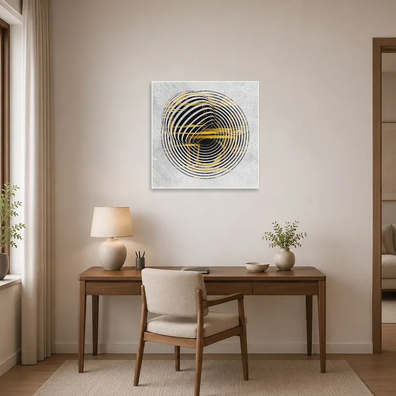 An inspiring geometric spiral design placed in a contemporary home office.