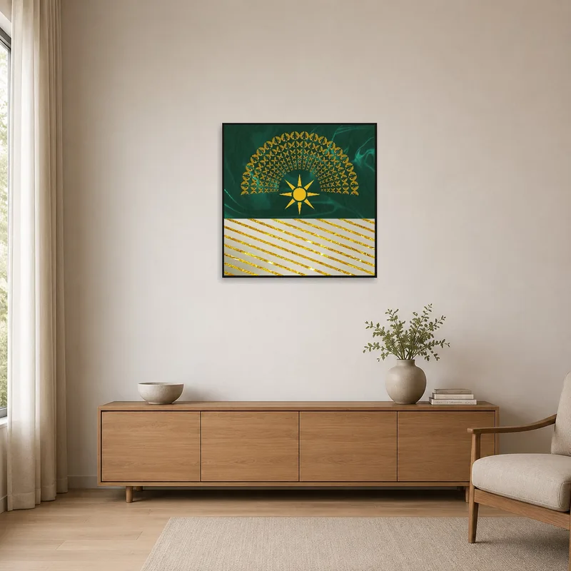 Emerald green piece brings a touch of nature to a minimalist space.