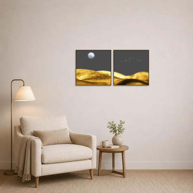 Tranquil moon and waves inspire the reading corner.