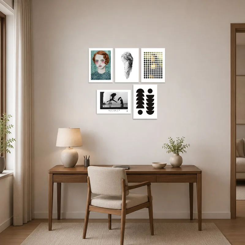 Creative shapes and dots portrait inspires in the home office.