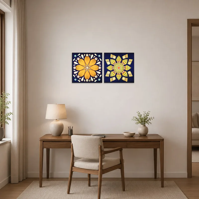 Mandala set infuses the home office with creativity and balance.